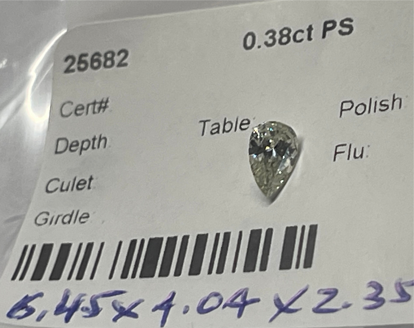 0.38ct Pear shape Diamond