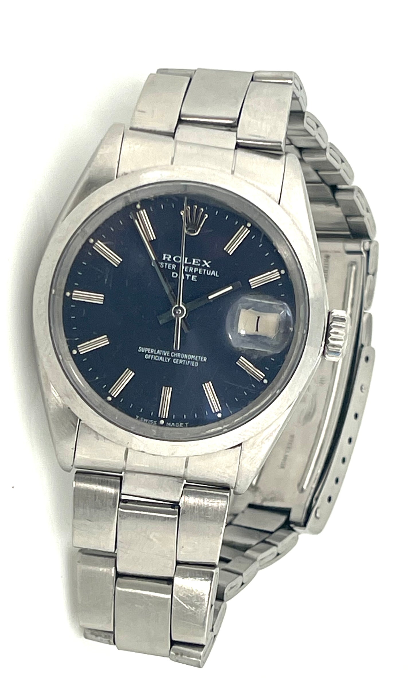 Stain and steel on blue face Rolex