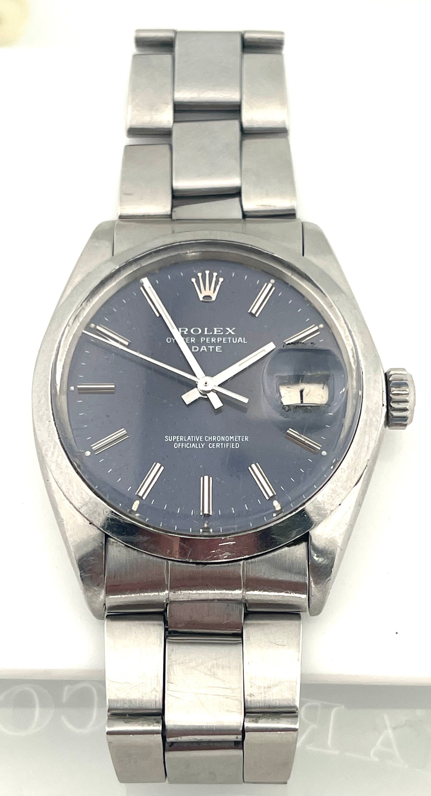 Stain and steel on blue face Rolex