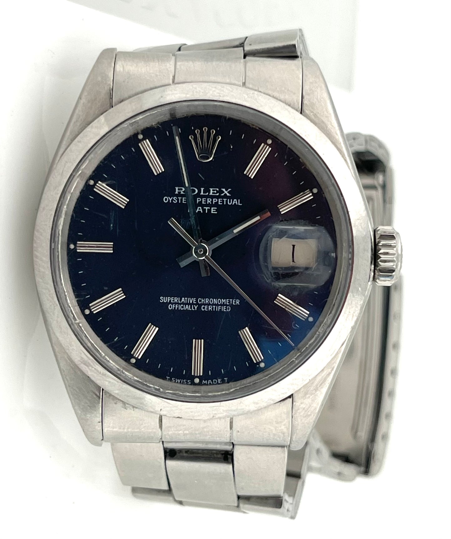 Stain and steel on blue face Rolex