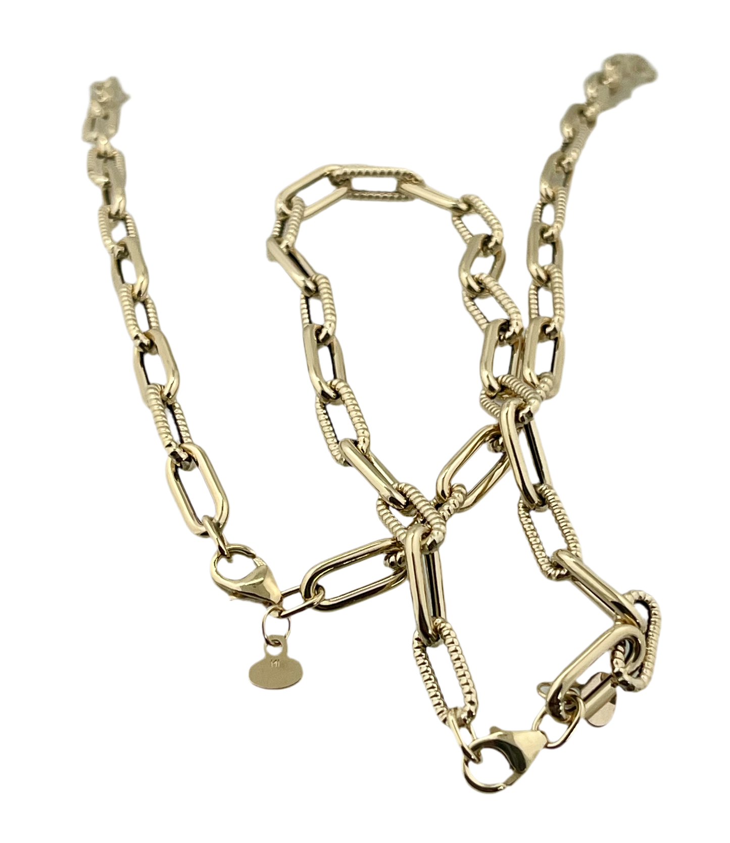 Twist paper clip 18 inch hand made in Italy necklace bracelet set