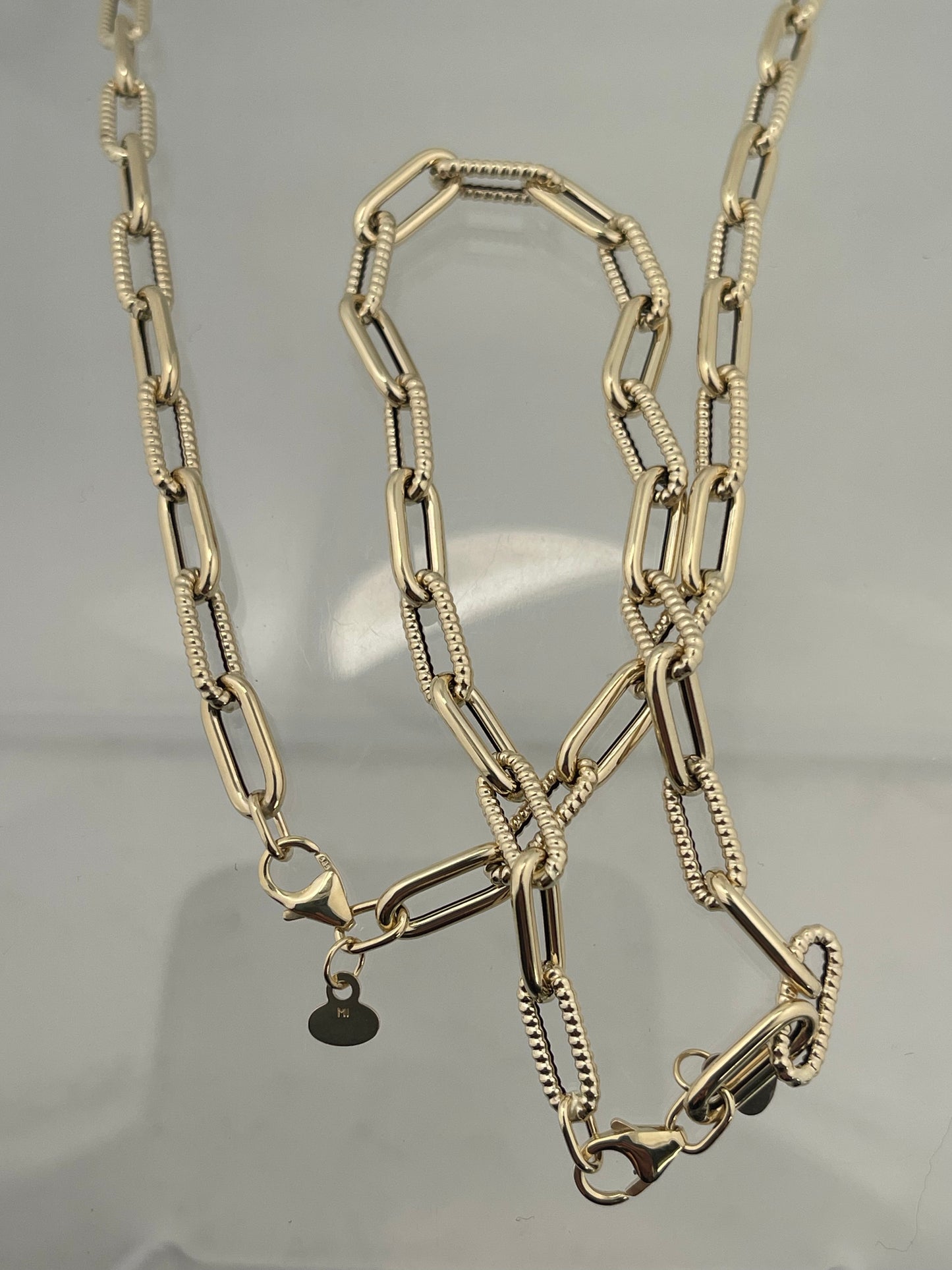 Twist paper clip  18 inch hand made in Italy necklace bracelet set