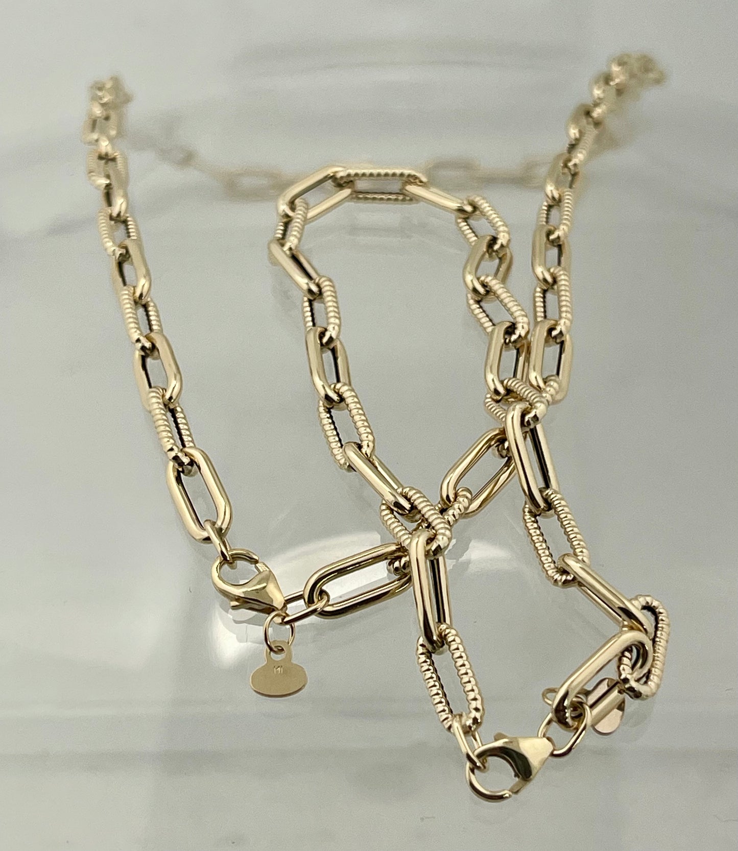 Twist paper clip  18 inch hand made in Italy necklace bracelet set
