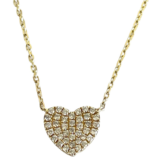 Heart Diamond Pendant 14K Yellow Gold Attached to Adjustable Link 18" Chain