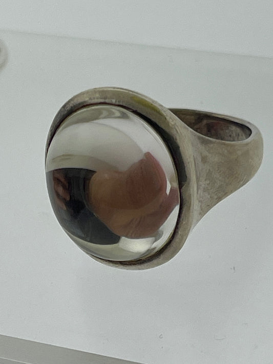 Silver mirror dome ring