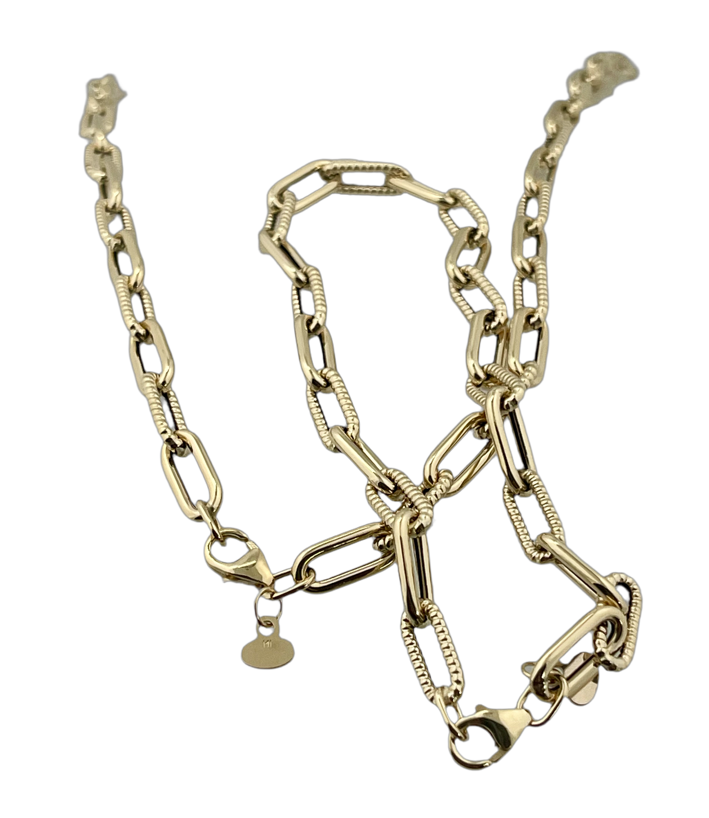 Twist paper clip  18 inch hand made in Italy necklace bracelet set