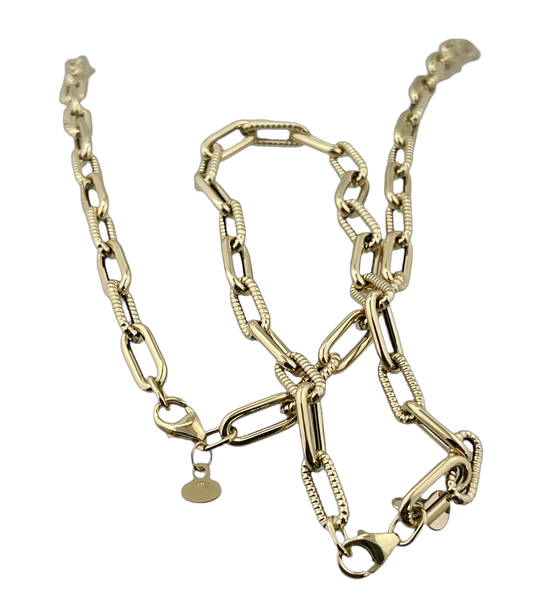 Twist paper clip  18 inch hand made in Italy necklace bracelet set