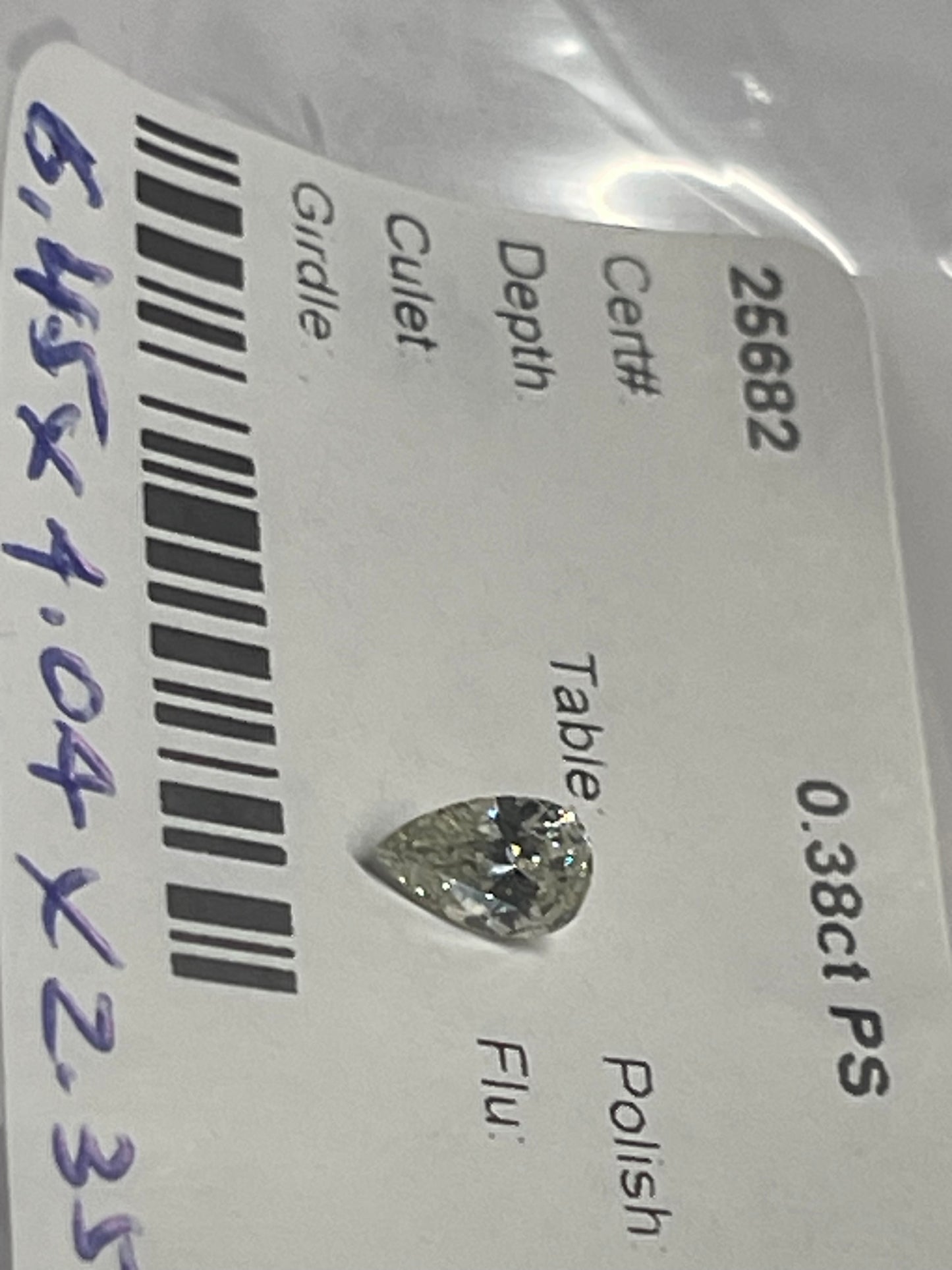 0.38ct Pear shape Diamond